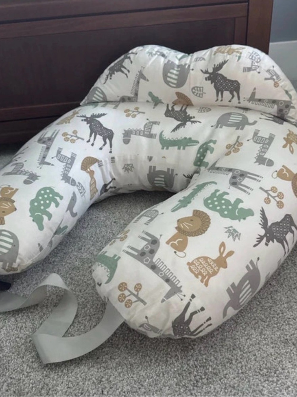Amazon Kids Bibs - Safari Animal Print in Gray, Green, Brown on White